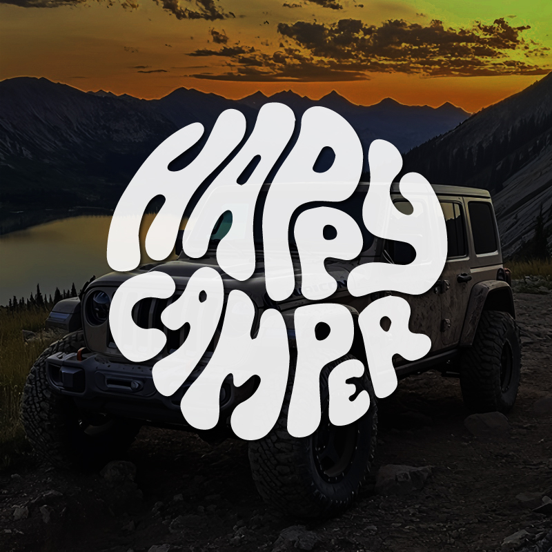 Outdoor Adventure Rv - Stiker Vinyl Boho Happy Camper, Tema