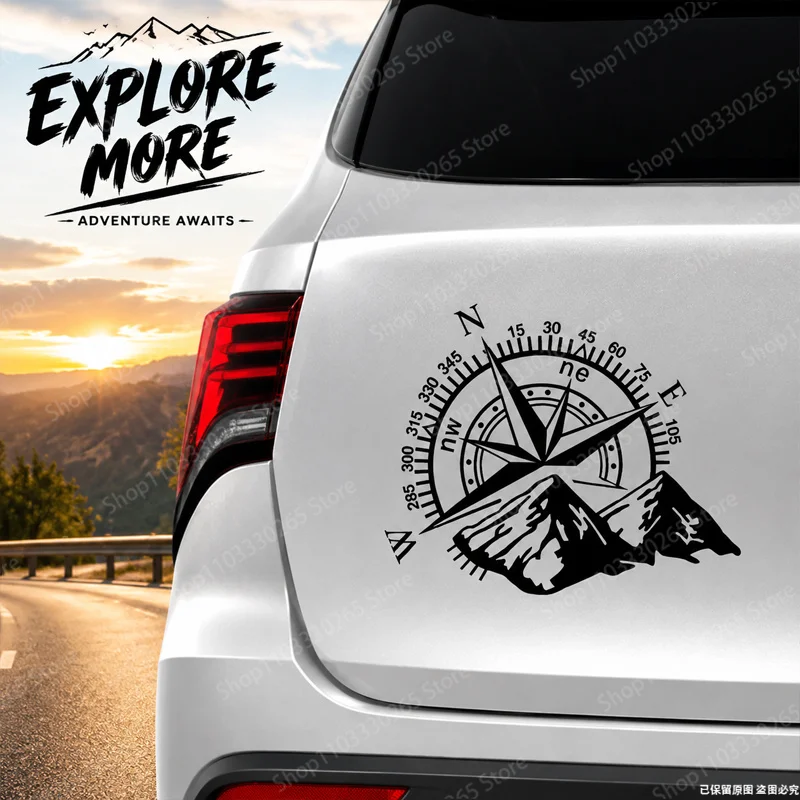 Outdoor Adventure Rv - Stiker Otomatis Kompas Gunung Petualangan Luar