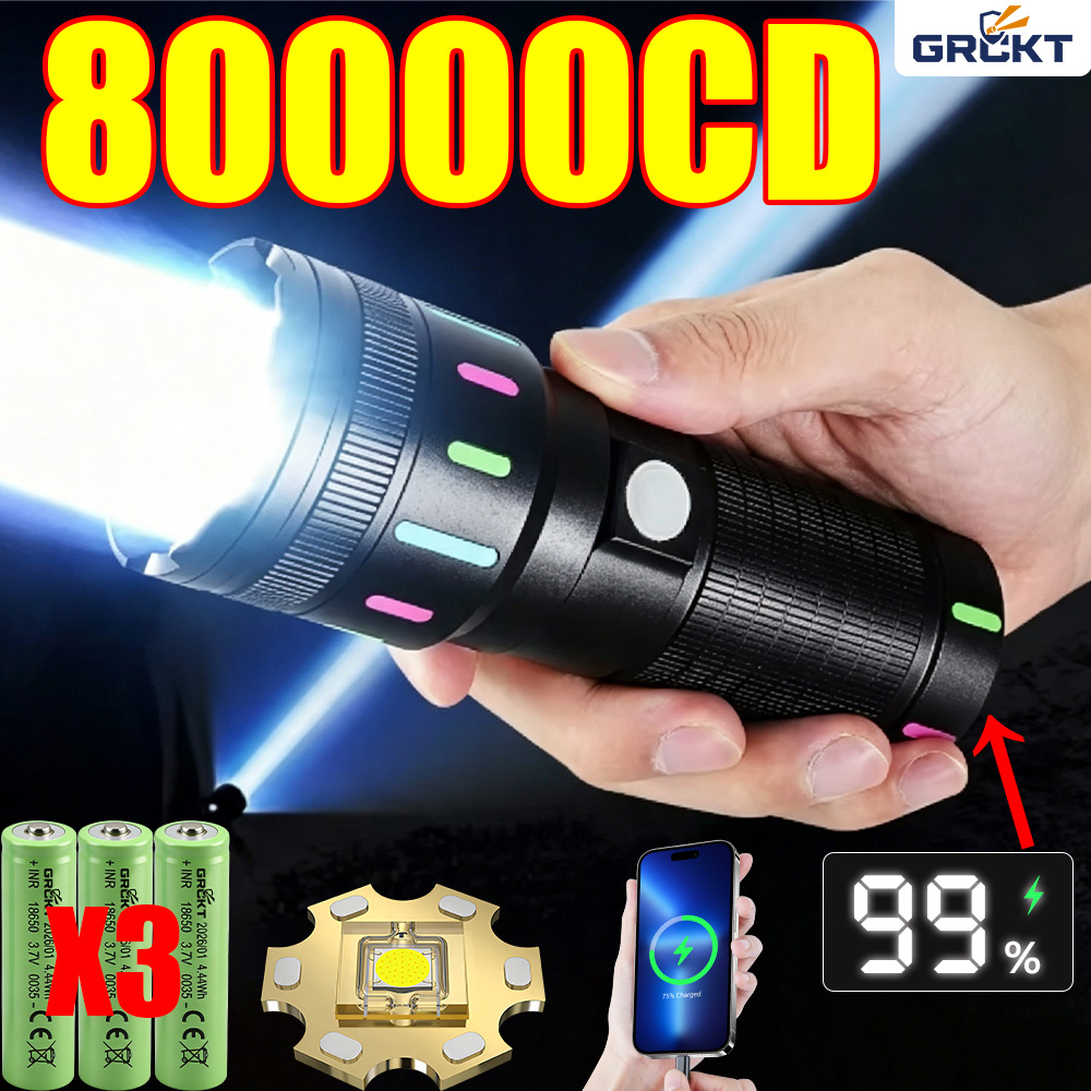 Outdoor Adventures - Senter LED 80000CD Paling Kuat, Senter