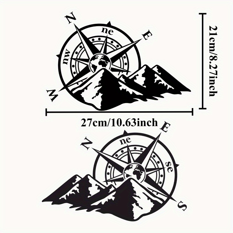 2Pcs Stiker Vinyl Kompas Gunun - Outdoor Adventure Rv ulasan dan harga